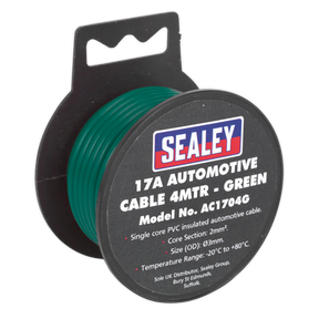 Sealey AC1704G 17A Thick Wall Automotive Cable 4m - Green