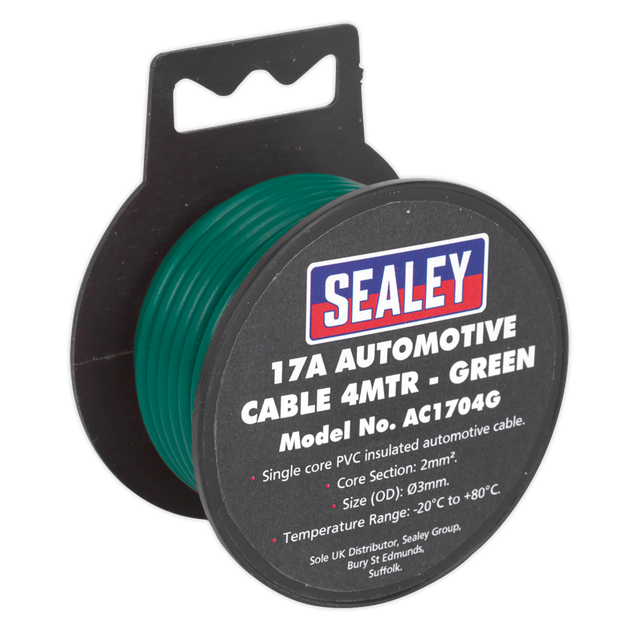 Sealey AC1704G 17A Thick Wall Automotive Cable 4m - Green