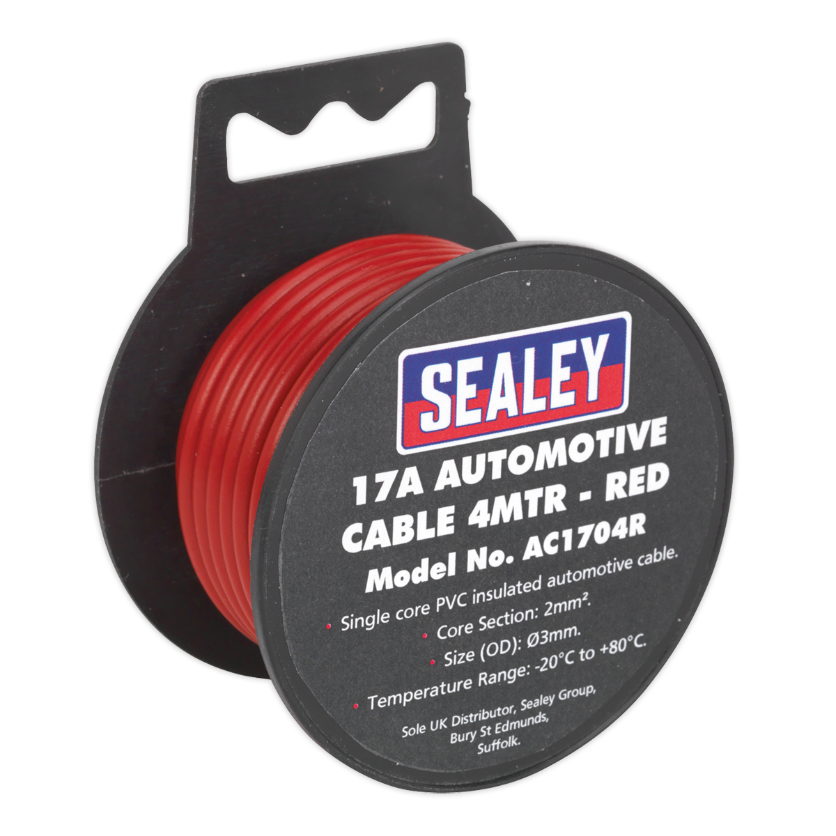 Sealey AC1704R 17A Thick Wall Automotive Cable 4m - Red