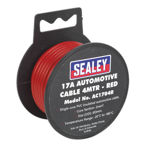 Sealey AC1704R 17A Thick Wall Automotive Cable 4m - Red
