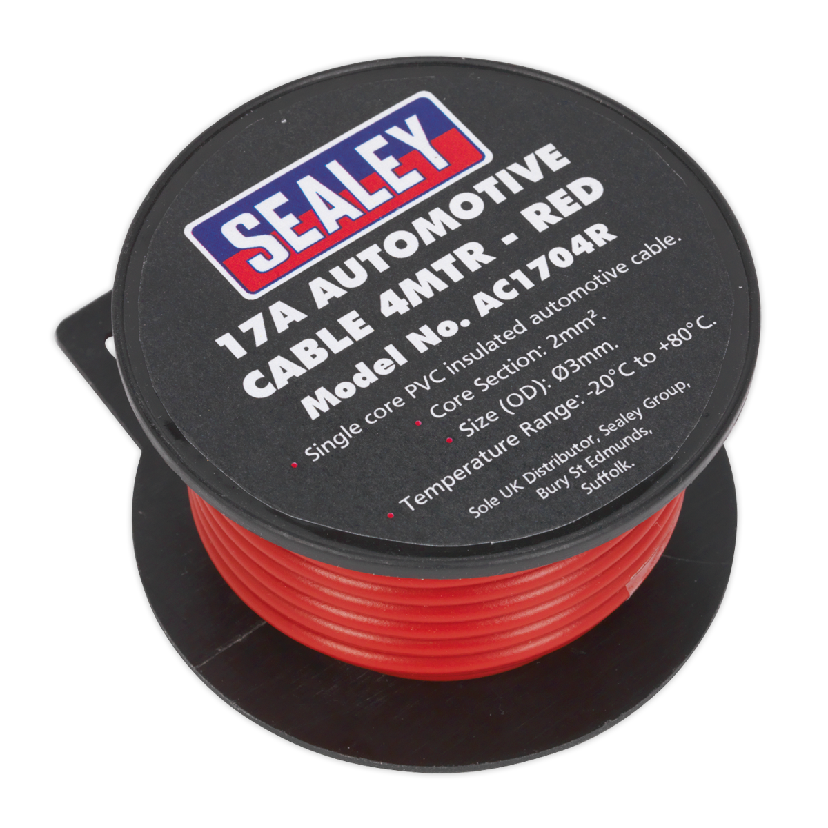 Sealey AC1704R 17A Thick Wall Automotive Cable 4m - Red - additional view 2