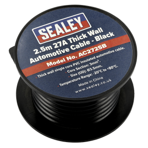 Sealey AC2725B 27A Thick Wall Automotive Cable 2.5m - Black - additional view 2
