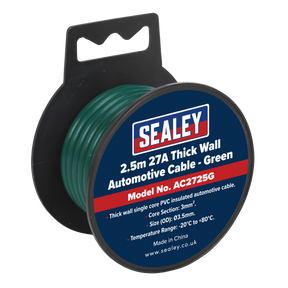 Sealey AC2725G 27A Thick Wall Automotive Cable 2.5m - Green