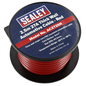 Sealey AC2725R 27A Thick Wall Automotive Cable 2.5m - Red - additional view 2