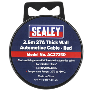 Sealey AC2725R 27A Thick Wall Automotive Cable 2.5m - Red - additional view 5
