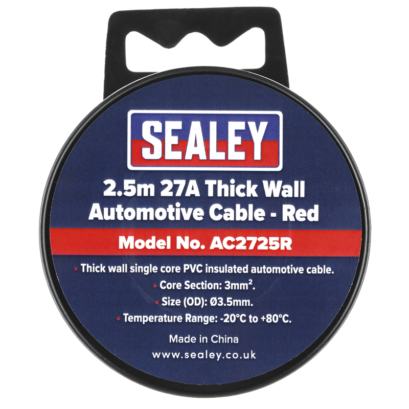Sealey AC2725R 27A Thick Wall Automotive Cable 2.5m - Red - additional view 5