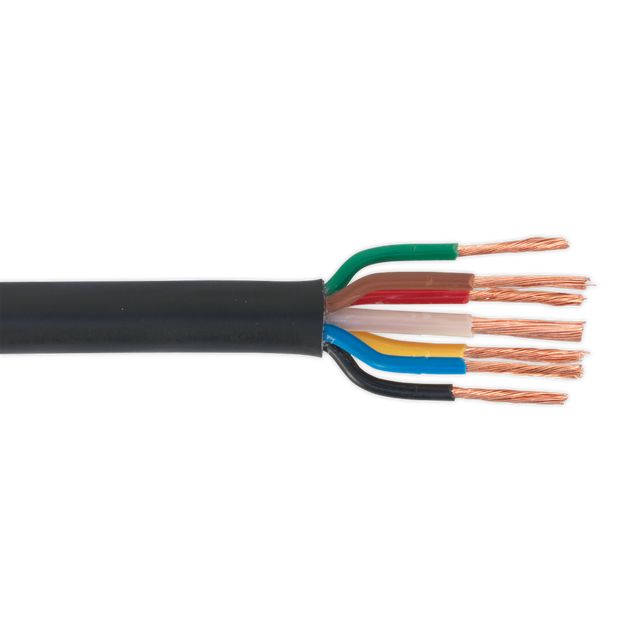 Sealey AC28307CTH 30m Thin Wall Automotive Cable 6 x 1mm² 32/0.20mm, 1 x 2mm² 28/0.30mm - Black