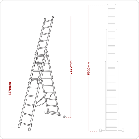 Sealey ACL3 Extension Combination Ladder 3 x 9 Aluminium - EN 131 - additional view 2