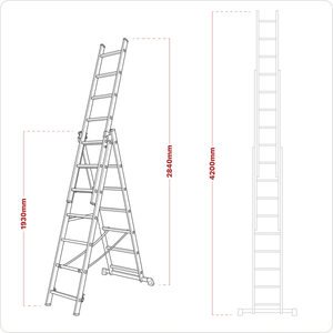 Sealey ACL307 Extension Combination Ladder 3 x 7 Aluminium - EN 131 - additional view 2