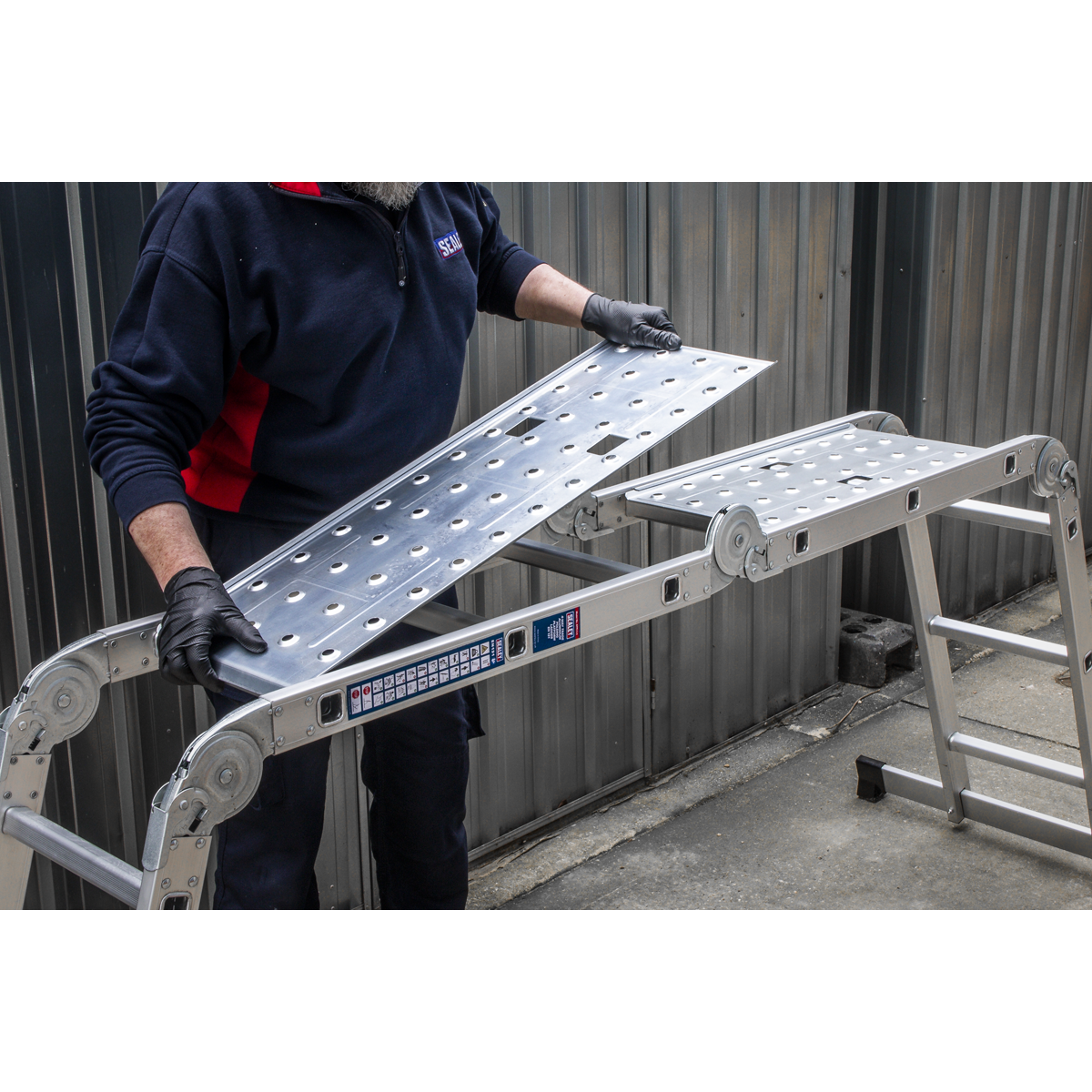 Sealey AFPL1 4-Way Aluminium Folding Platform Ladder - EN 131 - additional view 2