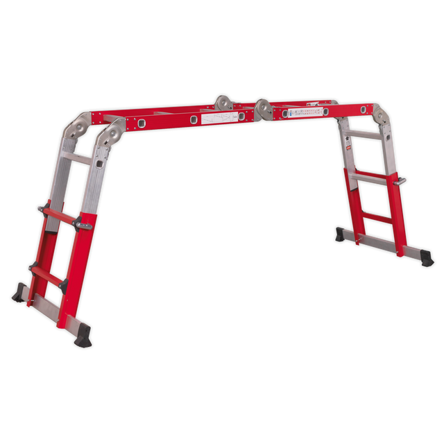 Sealey AFPL2 Aluminium 4-Way Multipurpose Adjustable-Height Ladder - EN 131