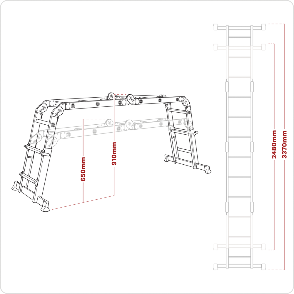 Sealey AFPL2 Aluminium 4-Way Multipurpose Adjustable-Height Ladder - EN 131 - additional view 8