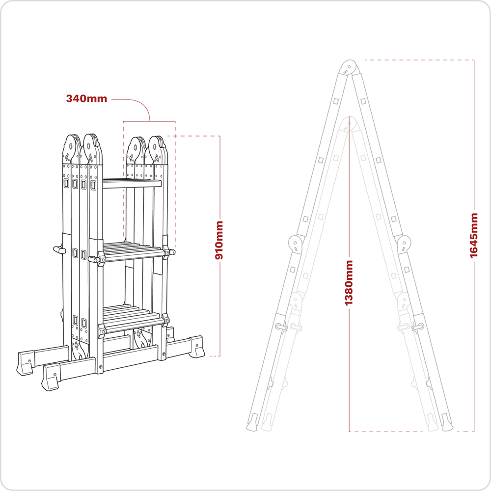 Sealey AFPL2 Aluminium 4-Way Multipurpose Adjustable-Height Ladder - EN 131 - additional view 9
