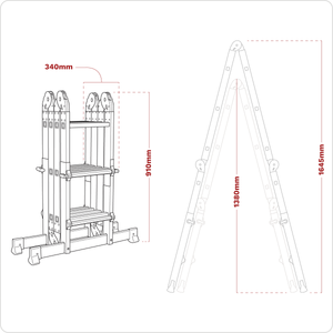 Sealey AFPL2 Aluminium 4-Way Multipurpose Adjustable-Height Ladder - EN 131 - additional view 9