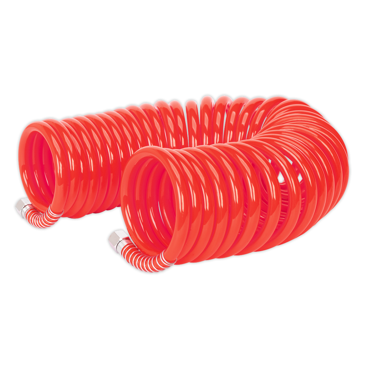 Sealey AH10C/8 PU Coiled Air Hose with 1/4"BSP Unions 10m x 8mm