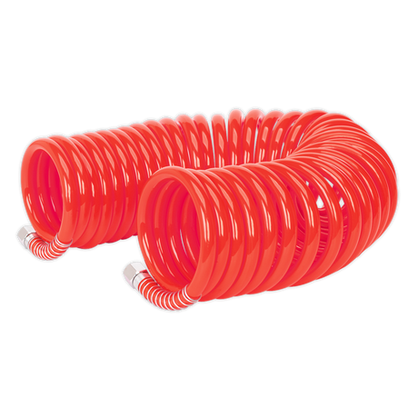 Sealey AH10C/8 PU Coiled Air Hose with 1/4"BSP Unions 10m x 8mm