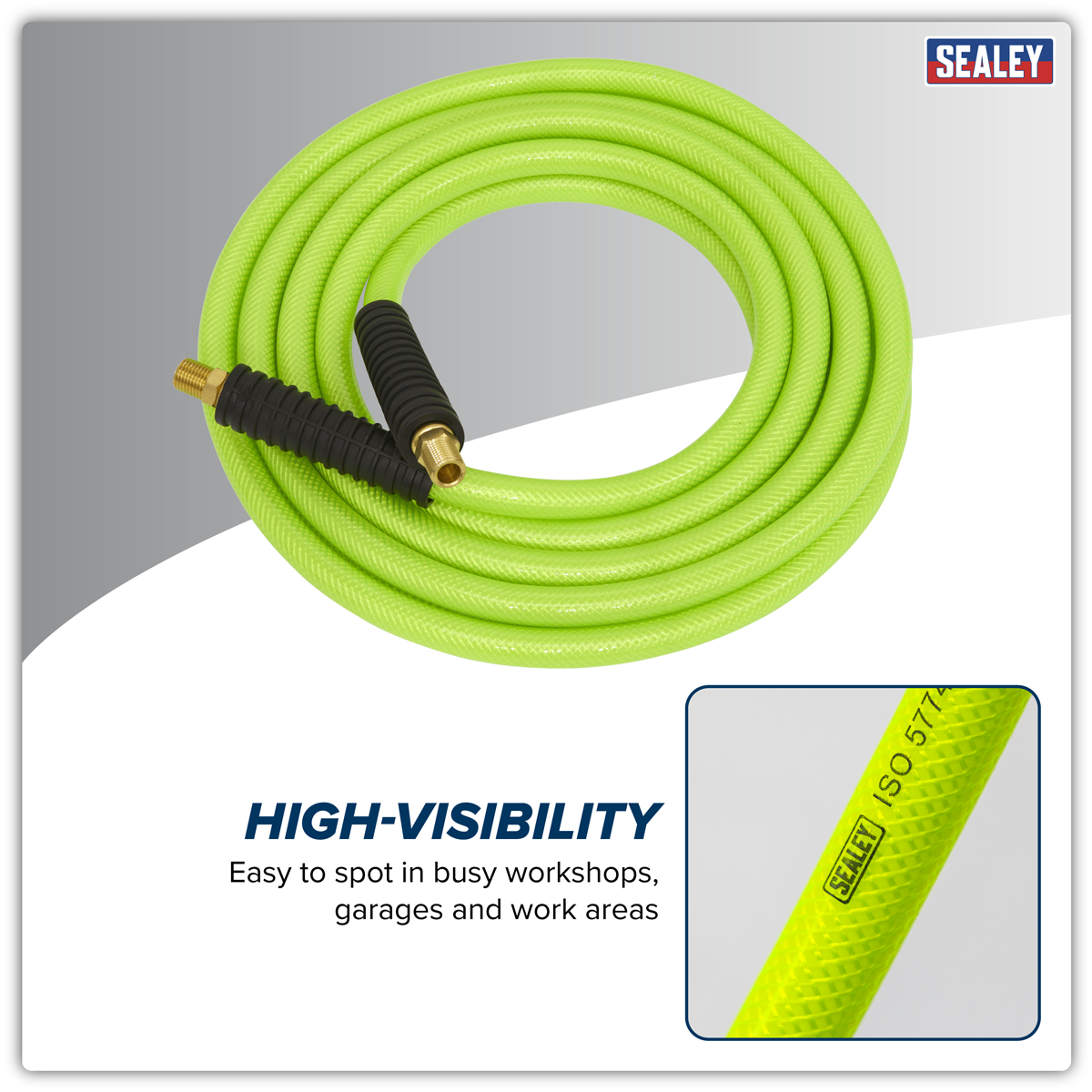 Sealey AHFC1038 High-Visibility Air Hose with 1/4"BSP Unions 10m x 10mm - additional view 2