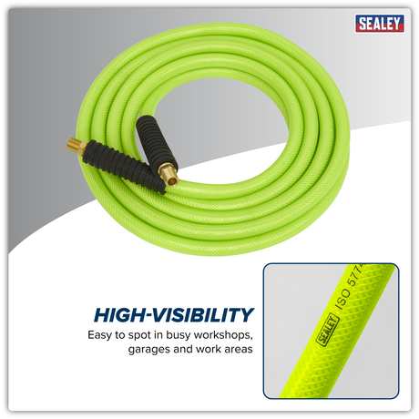 Sealey AHFC1038 High-Visibility Air Hose with 1/4"BSP Unions 10m x 10mm - additional view 2