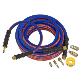 Sealey AHK02 Extra-Heavy-Duty Air Hose Kit with Connectors 15m x 10mm
