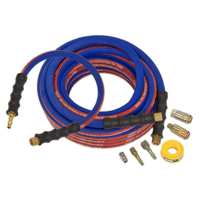 Sealey AHK02 Extra-Heavy-Duty Air Hose Kit with Connectors 15m x 10mm