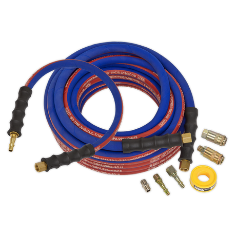 Sealey AHK02 Extra-Heavy-Duty Air Hose Kit with Connectors 15m x 10mm