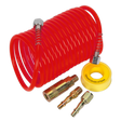 Sealey AHK03 PE Coiled Air Hose Kit with Connectors 5m x 5mm