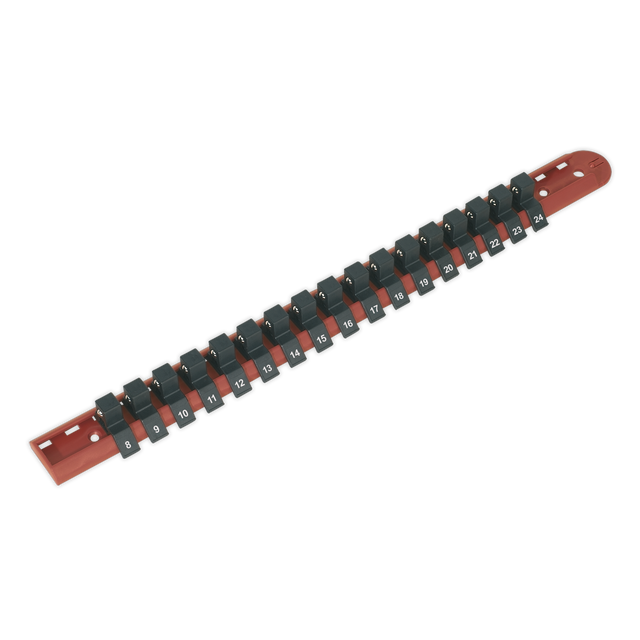 Sealey AK1217 Premier Socket Retaining Rail with 17 Clips 1/2"Sq Drive
