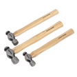 Sealey AK203 Premier Ball Pein Hammer Set 3pc Hickory Shafts