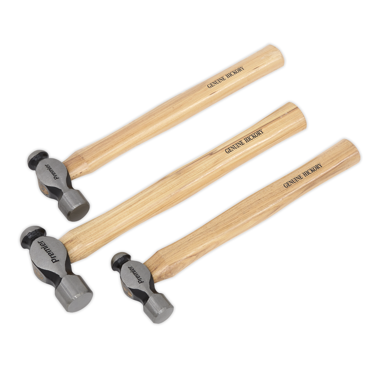 Sealey AK203 Premier Ball Pein Hammer Set 3pc Hickory Shafts