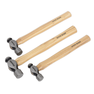 Sealey AK203 Premier Ball Pein Hammer Set 3pc Hickory Shafts