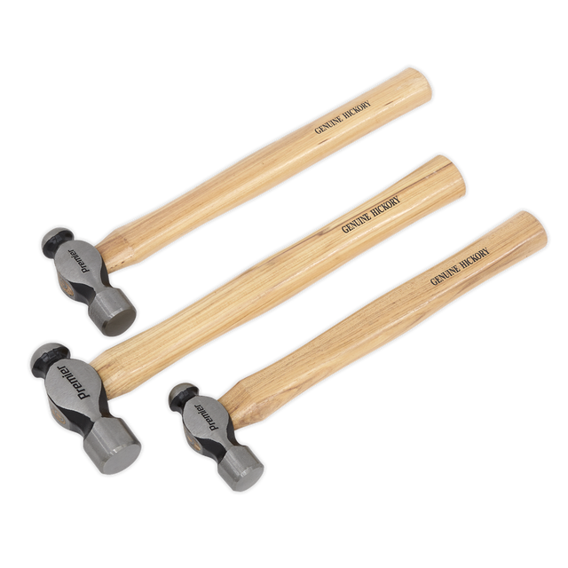 Sealey AK203 Premier Ball Pein Hammer Set 3pc Hickory Shafts