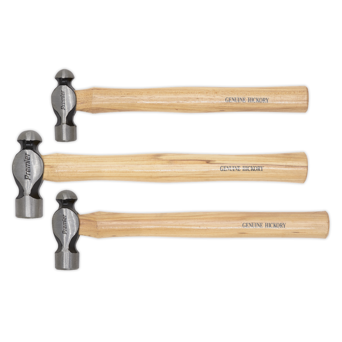 Sealey AK203 Premier Ball Pein Hammer Set 3pc Hickory Shafts - additional view 2
