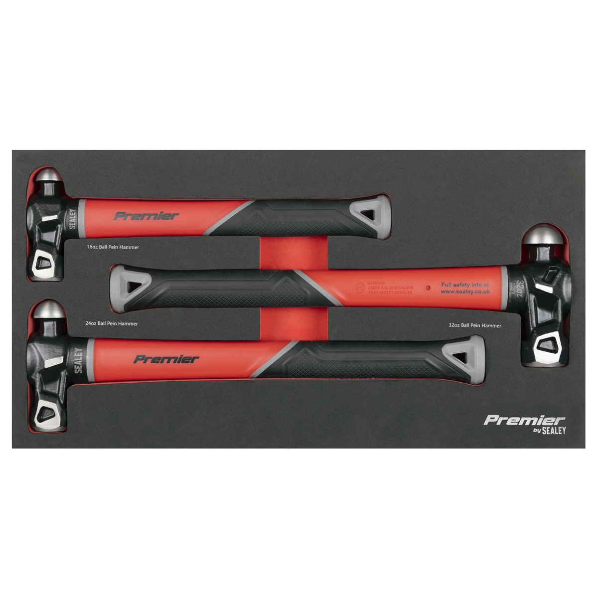 Sealey AK2033 Premier Ball Pein Hammer Set with Fibreglass Shafts 3pc - additional view 3
