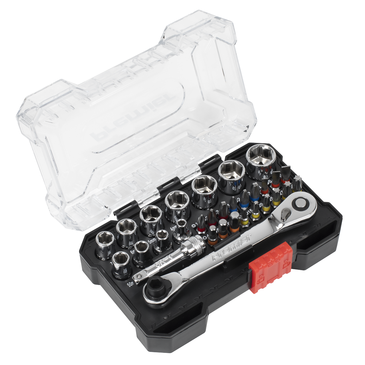 Sealey AK2111 Premier Socket & Colour-Coded Bit Set 1/4"Sq Drive 31pc