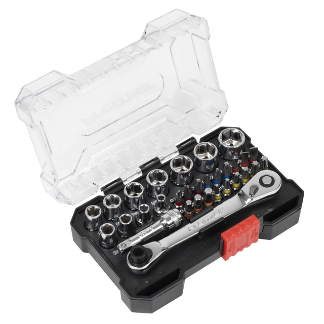 Sealey AK2111 Premier Socket & Colour-Coded Bit Set 1/4"Sq Drive 31pc