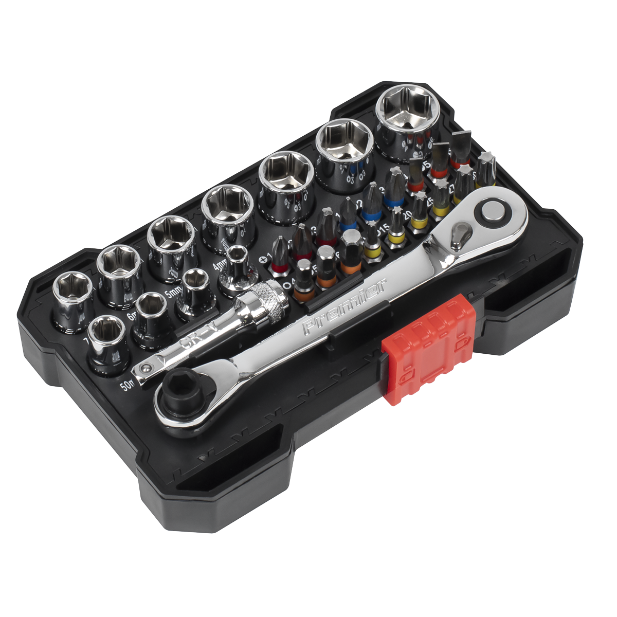 Sealey AK2111 Premier Socket & Colour-Coded Bit Set 1/4"Sq Drive 31pc - additional view 4