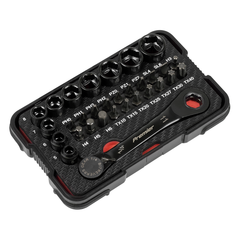 Sealey AK2112 Premier Black Go-Through Lock-On™ Low Profile Socket & Bit Set 1/4"Sq Drive 31pc - additional view 4
