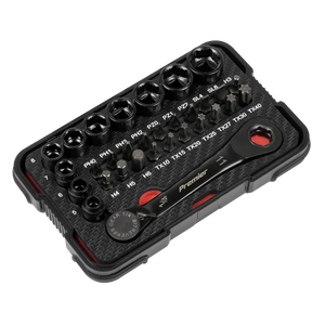Sealey AK2112 Premier Black Go-Through Lock-On™ Low Profile Socket & Bit Set 1/4"Sq Drive 31pc - additional view 4