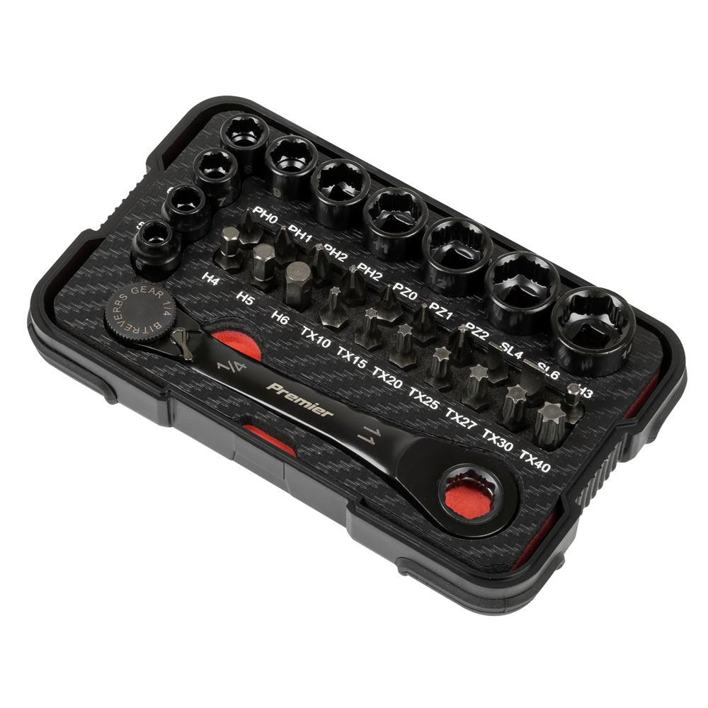 Sealey AK2112 Premier Black Go-Through Lock-On™ Low Profile Socket & Bit Set 1/4"Sq Drive 31pc - additional view 5