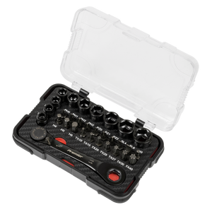 Sealey AK2112 Premier Black Go-Through Lock-On™ Low Profile Socket & Bit Set 1/4"Sq Drive 31pc - additional view 2
