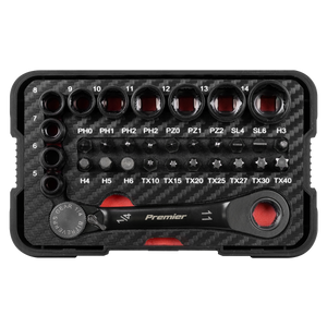 Sealey AK2112 Premier Black Go-Through Lock-On™ Low Profile Socket & Bit Set 1/4"Sq Drive 31pc - additional view 3