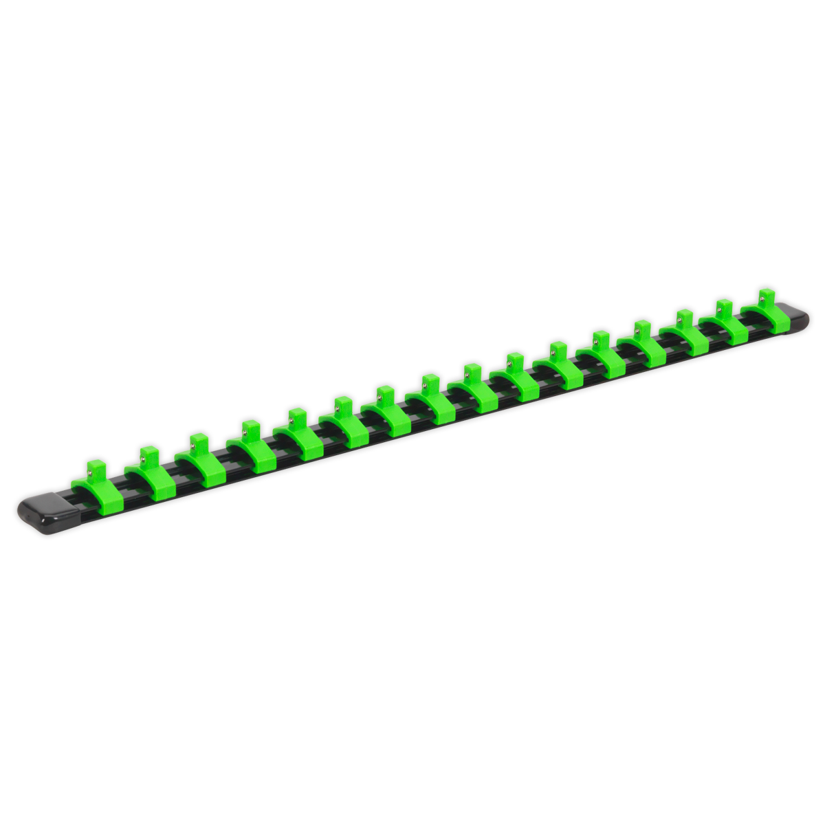 Sealey AK27052HV Premier Socket Retaining Rail with 16 Clips 1/4"Sq Drive - Hi-Vis Green