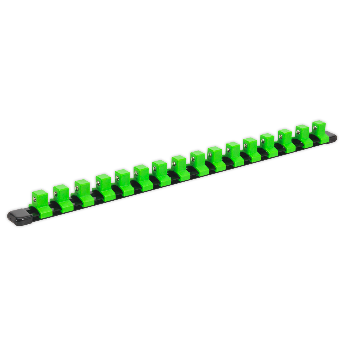 Sealey AK27054HV Premier Socket Retaining Rail with 16 Clips 1/2"Sq Drive - Hi-Vis Green