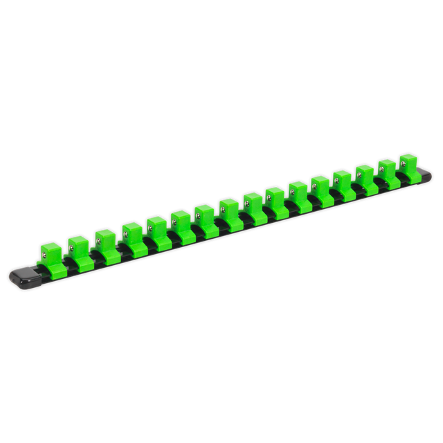 Sealey AK27054HV Premier Socket Retaining Rail with 16 Clips 1/2"Sq Drive - Hi-Vis Green