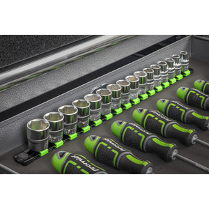 Sealey AK27054HV Premier Socket Retaining Rail with 16 Clips 1/2"Sq Drive - Hi-Vis Green - additional view 8