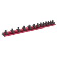 Sealey AK27082 Premier Magnetic Socket Retaining Rail with 13 Clips 1/4"Sq Drive
