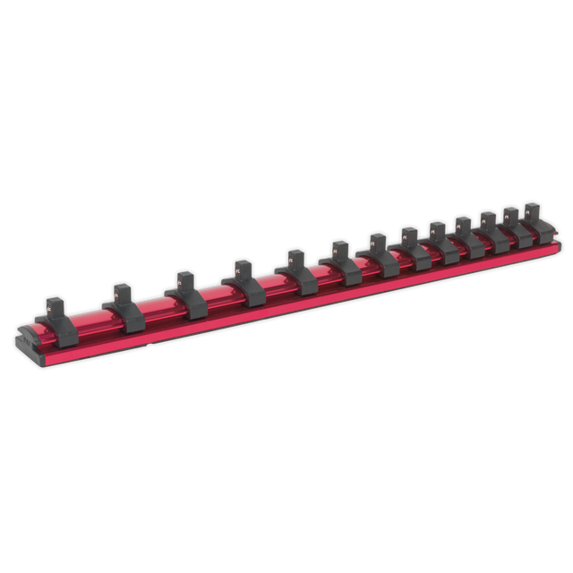 Sealey AK27082 Premier Magnetic Socket Retaining Rail with 13 Clips 1/4"Sq Drive