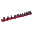 Sealey AK27083 Premier Magnetic Socket Retaining Rail with 12 Clips 3/8"Sq Drive