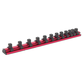 Sealey AK27083 Premier Magnetic Socket Retaining Rail with 12 Clips 3/8"Sq Drive