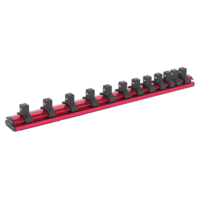 Sealey AK27083 Premier Magnetic Socket Retaining Rail with 12 Clips 3/8"Sq Drive